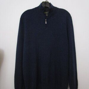 CASHMERE 1/4 Zip Pullover Sweater Navy Blue Cuddly